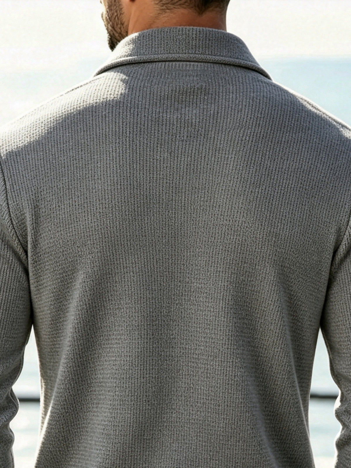 Men'S Spring Autumn New Waffle Check Blazer Collar Cardigan Single Button Double Pocket Business Casual All-Match Long Sleeve Jacket, Knit Soft Comfortable Fashion Solid Color Outerwear Suitable for Daily Outings, Dates, Holidays, And Travel - Gray (upgrade)