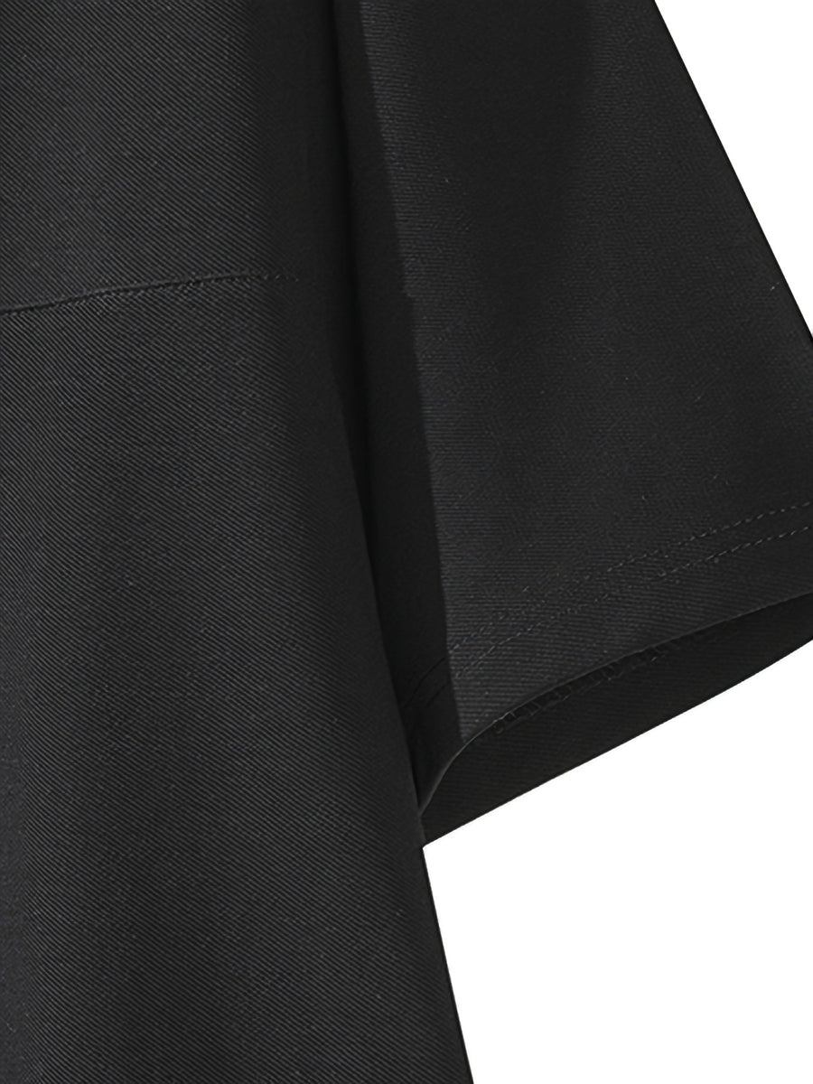 Spring Summer Men'S Short Sleeve, Casual Fashion, Versatile Athletic Top, Solid Color Half-Zip Placket Polo Shirt - Black