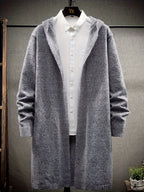 Fashionable Men'S Knitted Cardigan with a Hood, Suitable for Autumn And Winter - Dark Gray