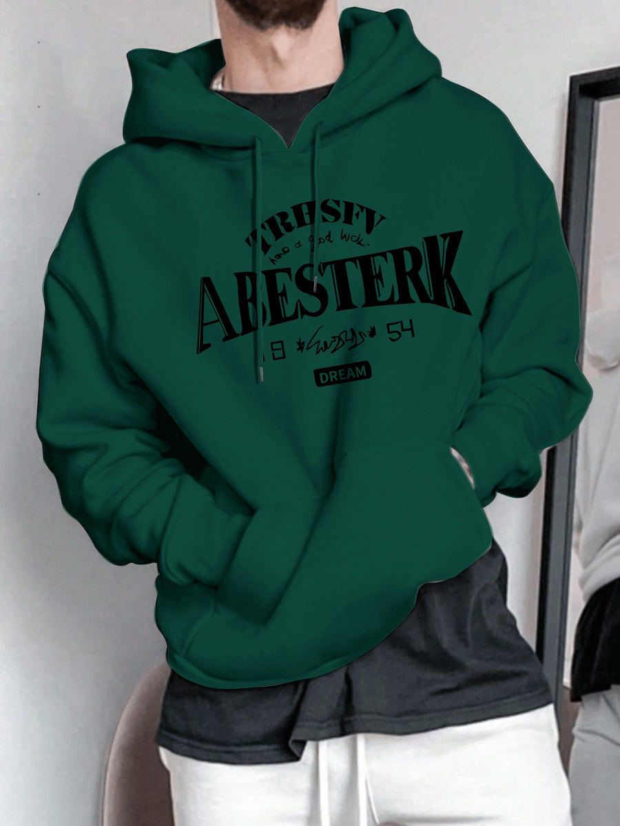 Spring/Autumn Men'S Casual Hooded Sweatshirt Youth Handsome Hoodie - Dark Green