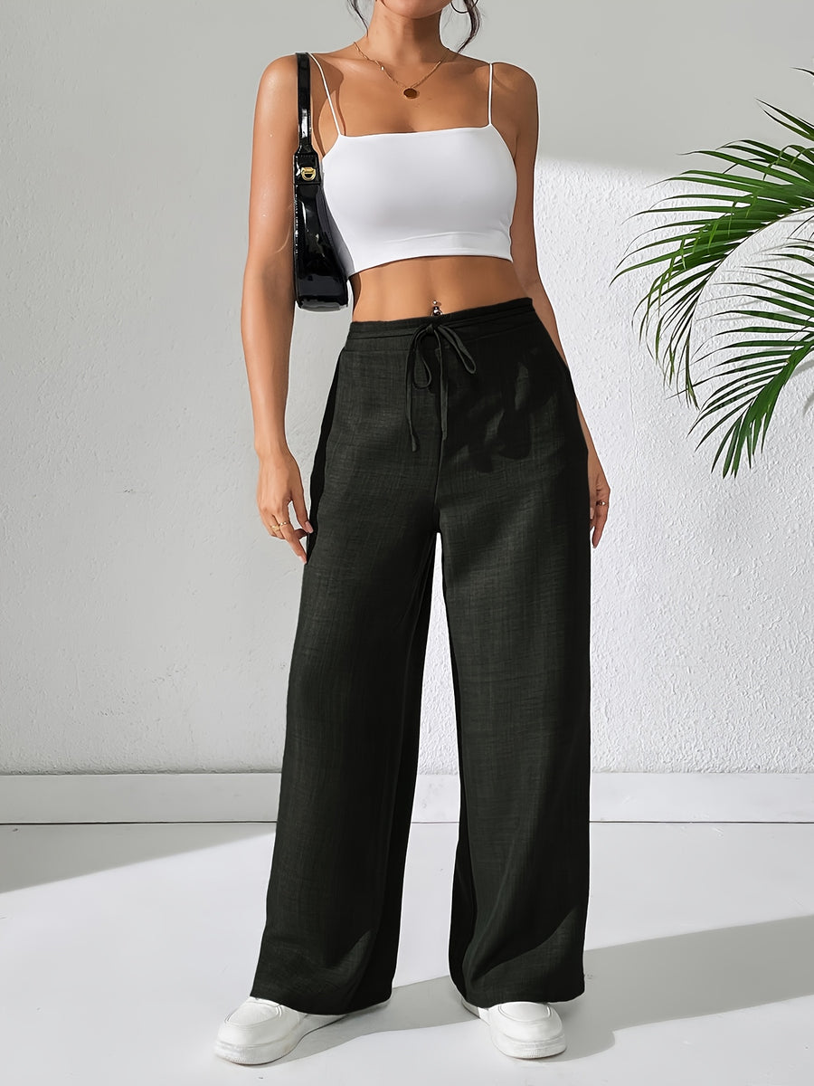Drawstring Women'S Long Pants - Black