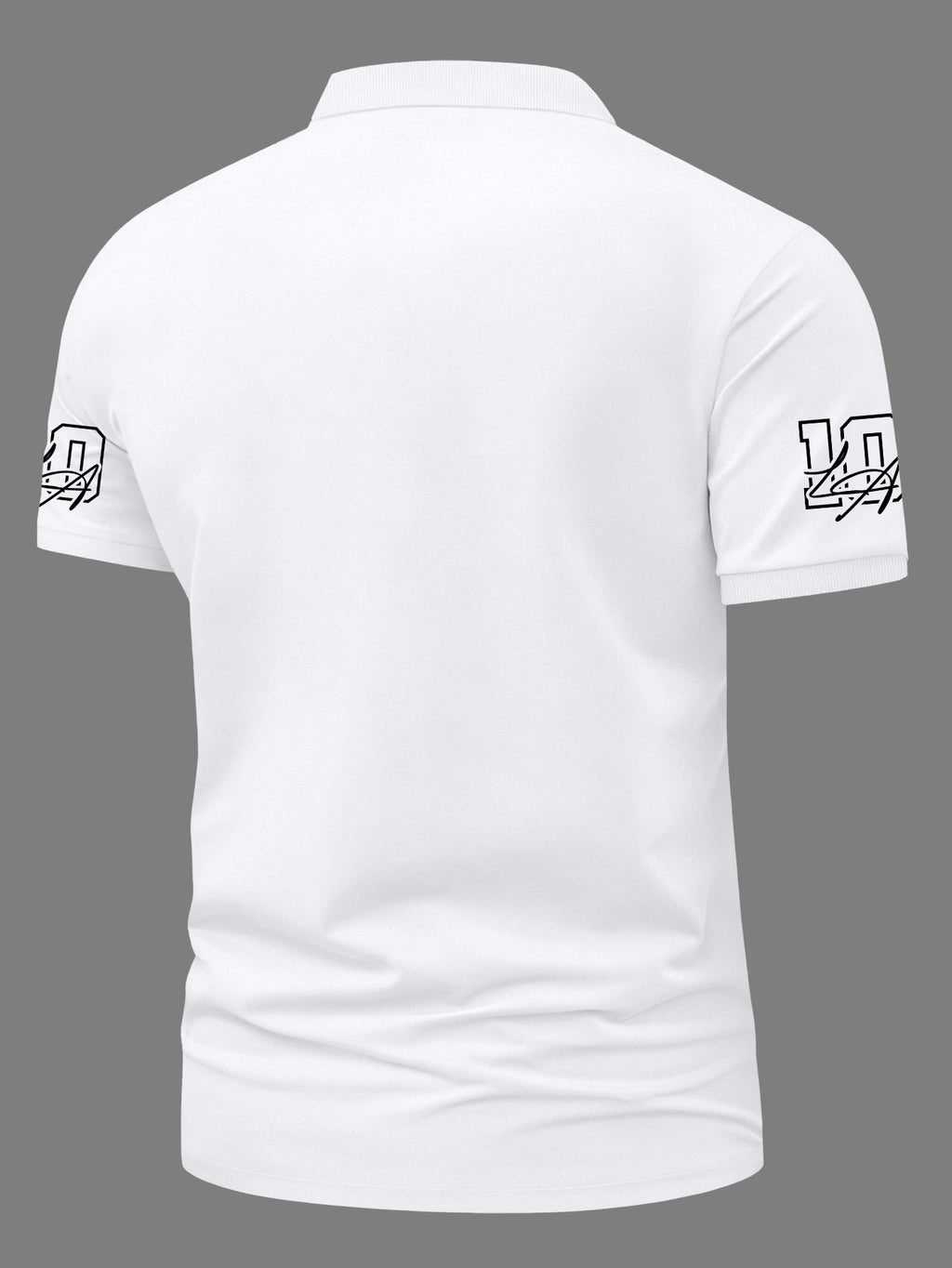Fashion Men's Short-Sleeve POLO Sporty Style City Letter Layered Digital Print Polo Shirt - White