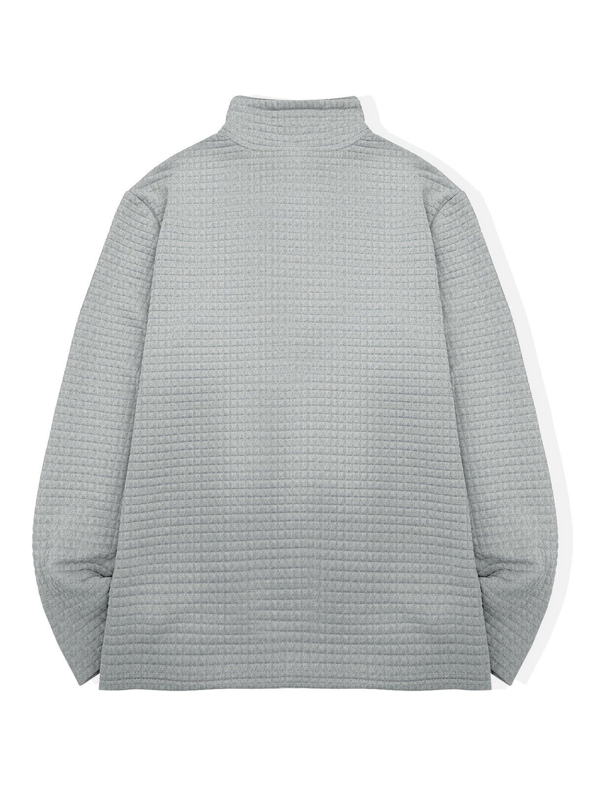 National Charm Tiger Head Line Art Print Floral Waffle Knit Half-Zip Polo Long Sleeve Men's Casual Top, Featuring a Simple and Premium Texture That Complements All Dressing Styles. Easily Create a Minimalist Look, Whether for Daily Commutes - Grey