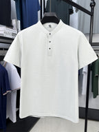 [Pearson OBM] Men'S T-Shirt New Short Sleeve Polo Shirt Stand-Up Collar Easy Business Casual Premium Top Dongli - Aqua Green