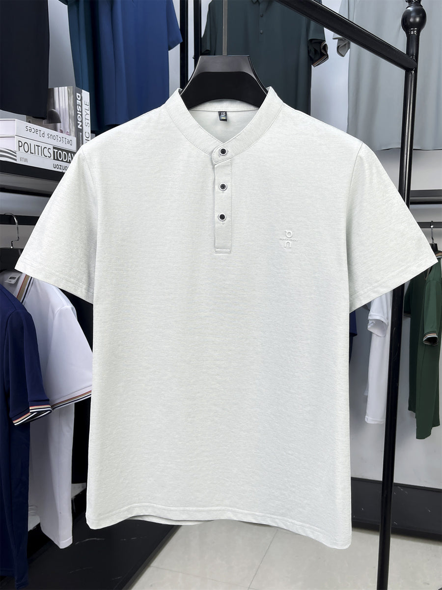 [Pearson OBM] Men'S T-Shirt New Short Sleeve Polo Shirt Stand-Up Collar Easy Business Casual Premium Top Dongli - Aqua Green