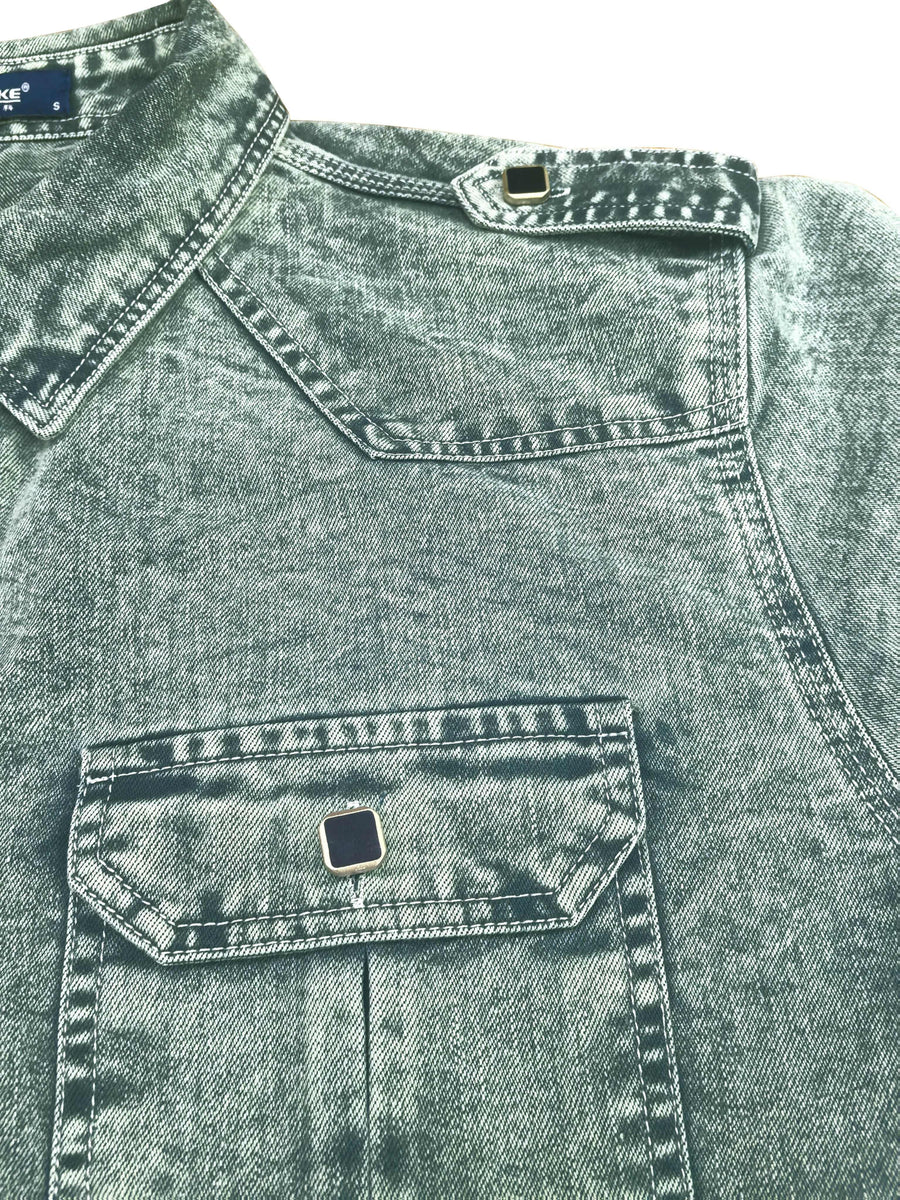 Men'S Retro Denim Shirt, Long-Sleeve Fashion New Arrival, Casual Premium Feel, Double Pockets, Washed Denim Shirt with Lapel Collar, Classic Blue Versatile Top, Handcrafted Popular Denim Shirt for Men - Powder blue