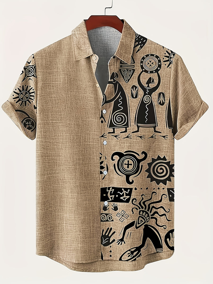 Men'S Classic Short-Sleeve Shirt with Lapel - Casual Button-Up Design for Summer Daily Wear, Vacation Destinations, And Outdoor Activities - Mixed colors