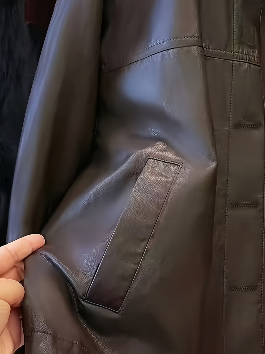 Contrast Sleeve Statement Jacket. Motorcycle Riding Windproof Outerwear - Coffee Color