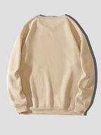 Horse Logo Fashion Design Men's Crew Neck Sweatshirt, Simple and Stylish Printed Sweatshirt, Casual Long Sleeve Sweatshirt - Apricot