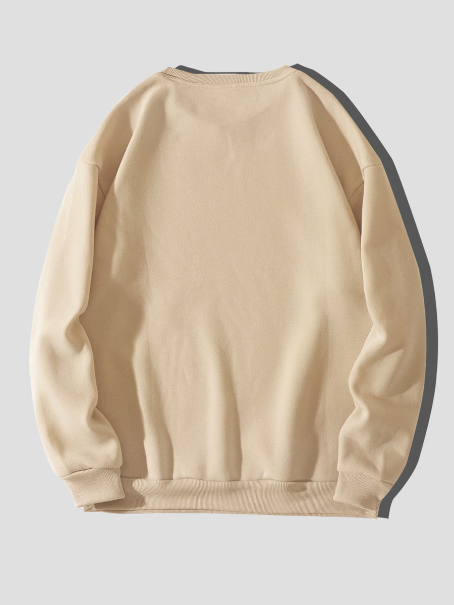 Jingma Easy Fashion Men'S Round Neck Sweatshirt, Easy Fashion Print Sweatshirt, Casual Long Sleeve Fleece Pullover Sweatshirt (Unisex) - Apricot