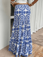 Women's Elegant and Stylish Casual Vacation Botanical Print Skirt - Blue