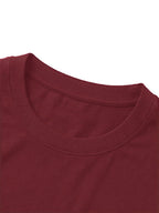 100% Cotton Men's T-Shirt, Spring/Autumn Long Sleeve, Standard Fit, Daily Casual Versatile Top, Fashionable, Elegant, , and Fun Print - Burgundy