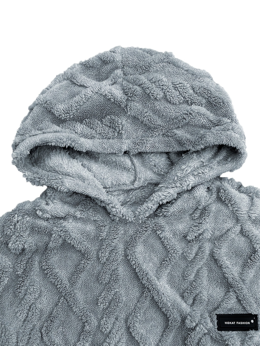 Men's Winter Casual -Lined Warm Hooded Sweatshirt, Soft Pullover with Large Pocket, Cable Knit Texture, Loose Fit, Suitable for Travel, Vacation, Outdoor, Streetwear, Daily Commuting, and as a Gift Option - Grey