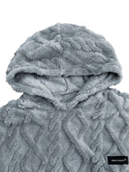 Men's Winter Casual -Lined Warm Hooded Sweatshirt, Soft Pullover with Large Pocket, Cable Knit Texture, Loose Fit, Suitable for Travel, Vacation, Outdoor, Streetwear, Daily Commuting, and as a Gift Option - Grey