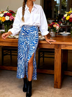 Elegant Printed Elastic Waist Skirt - Mixed colors