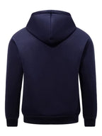 Men's Zip-Up Hooded Sweatshirt Cardigan Jacket with Simple Vertical Calvin English Print, Casual, Fashionable, Versatile, for Daily Commuting, Long-Sleeve Top - Navy Color