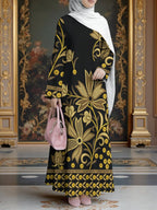 Women'S Middle Eastern Style Muslim Elegant Robe Dress, Suitable for Malaysian Dress, Middle Eastern Dubai Retro Ethnic Style Long Dress, Loose Hip-Covering Cut, Suitable for Banquets, Prayer, Visiting Friends, Structured Non- Craft - Mixed colors