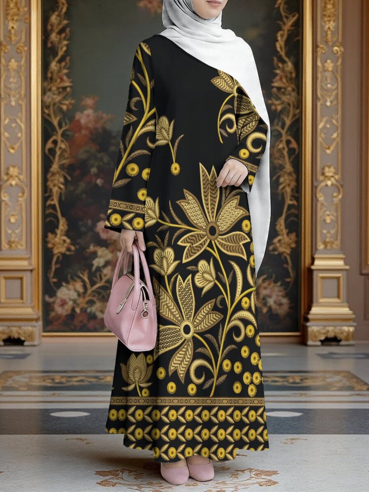 Women'S Middle Eastern Style Muslim Elegant Robe Dress, Suitable for Malaysian Dress, Middle Eastern Dubai Retro Ethnic Style Long Dress, Loose Hip-Covering Cut, Suitable for Banquets, Prayer, Visiting Friends, Structured Non- Craft - Mixed colors