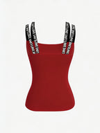 Spring and summer Women's new vest, sexy and elegant, versatile halter top, trendy and versatile letter print vest, a must-have gift for shopping festivals and Christmas parties - Red