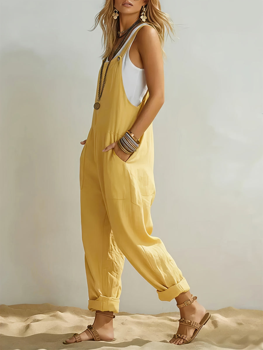 European and American Spring/Summer Fashion New Arrival, Comfortable, Breathable, Skin-Friendly, Sweat-Absorbent, Soft, High-Grade Fabric, Simple, Stylish, Elegant, Casual, for Outings, Country Vacations, Youthful, Soft Yellow, Versatile - Yellow