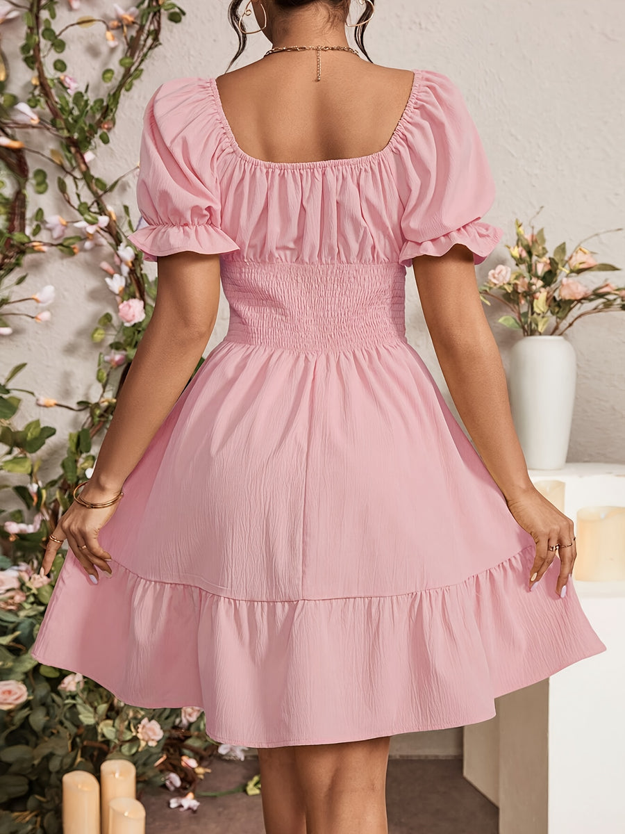 Fashionable Commuter A-Line Dress for Women - Pink