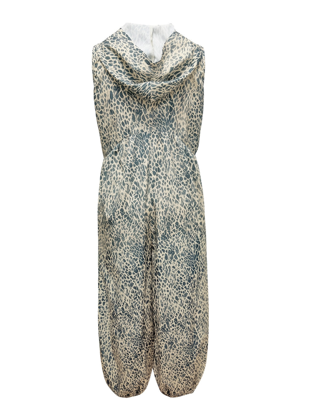 Summer Women'S Fashion Commuter City Leopard Print Printed Jumpsuit, Loose Wide-Leg Trousers, Front Center Zipper Decoration, Women'S Coverall with Hat - Mixed colors