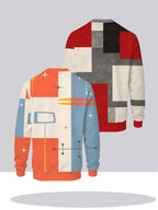 2pcs Men'S Round Neck Sweatshirt Set - Casual Print Top, Outdoor Leisure Style Round Neck Sweatshirt, Basic Versatile Style with Print - Mixed colors