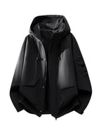 Pearson OBM Men's Hooded Zip-Up Loose Fit Long Sleeve Jacket with Pockets - New Men's Padded Coat Spring/Autumn Men's Jacket, Suitable for Hiking, Running, Casual Wear, Ideal Gift for Son, Husband, or Male Friend - Black