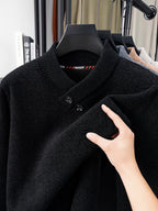 New Men'S Fashion Trendy All-Match Long Sleeve Warm Knit Sweater - Black