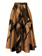 1pc Women'S Casual Polyester Midi Skirt with Front Tie, Woven Stripe Print, Versatile for Spring/Summer/Fall - Mixed colors