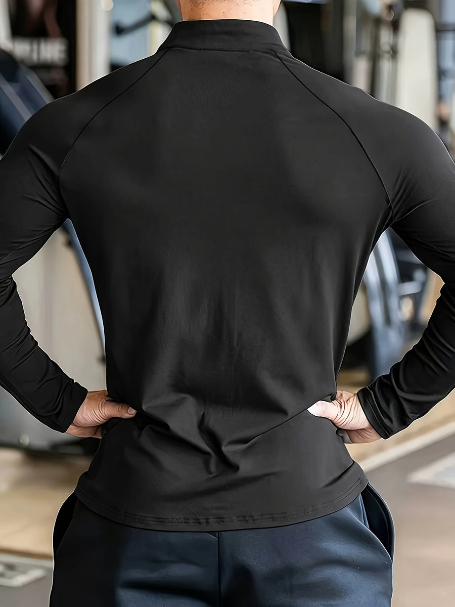 Men's Sportswear and Functional Jackets, Men's Outerwear, Quick-drying Fabric, Suitable for Gym Training, Long-distance Running, Cycling, and Casual Office Wear, Versatile for Leisure and Sports, Men's Fitness Apparel - Black