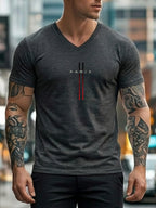 Casual Minimalist Men's T-Shirt Paris Text And Lines Design Summer And Spring Wear for Himself Or Friend - Dark Gray