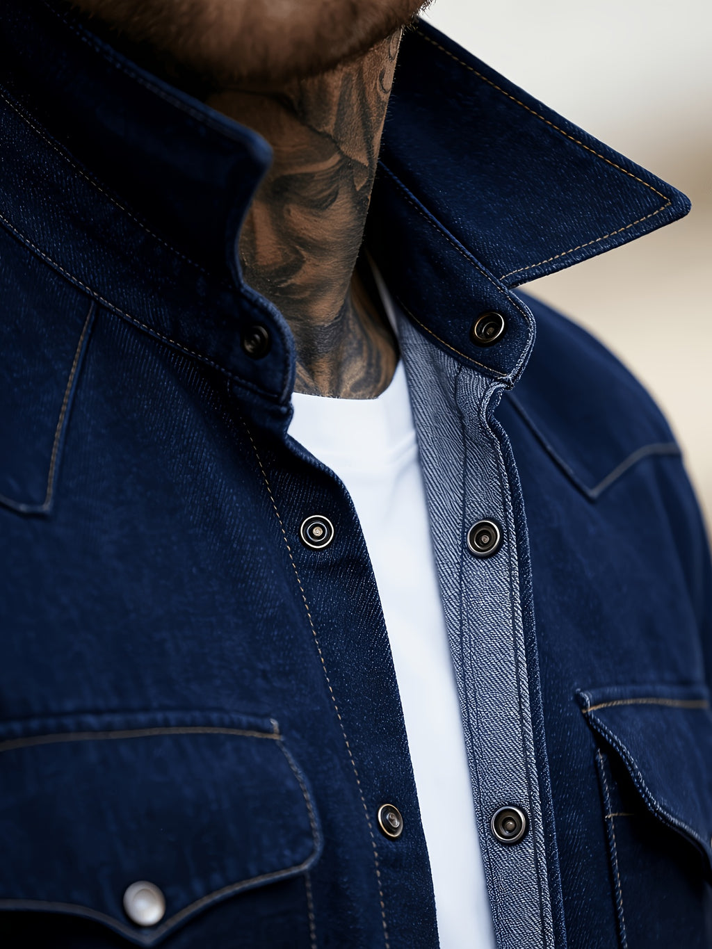 Men's Denim Shirt, Smart Casual - Royal Blue
