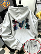 Autumn Winter Trendy Fashion Drawstring Pocket Hooded Men'S Sweatshirt, Ink Splatter Superman Batman Cool Print Design, Sporty Casual Loose Hoodie, Casual Wear for Daily Life, Trendy Style For, Suitable for Home And Outings, Unisex - Light Grey