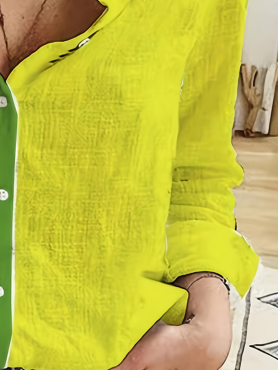 Elegant Women's Color-Block Shirt - Mixed colors