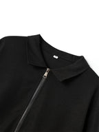 Spring And Autumn Men'S High-End Business Casual Jacket, Luxurious Texture Style, Waffle Texture Jacquard Fabric, Double-Sided Zipper Pockets, Stylish And Structured Long-Sleeve Coat, Suitable for Business Meetings, Daily Commuting, And As a Gift - Black