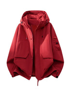 Pearson OBM Men's Hooded Zip-Up Loose Fit Long Sleeve Jacket with Pockets - New Men's Padded Coat Spring/Autumn Men's Jacket, Suitable for Hiking, Running, Casual Wear, Ideal Gift for Son, Husband, or Male Friend - Vermilion Red