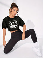 Women's Breathable Mesh Short Sleeve T-Shirt - Semi-Sheer Athletic Top with Mesh Paneling & Letter Print, Round Neck Training Shirt Suitable for Gym,, Casual Wear, Spring Summer Fall Blouse Women's Fashion - Black