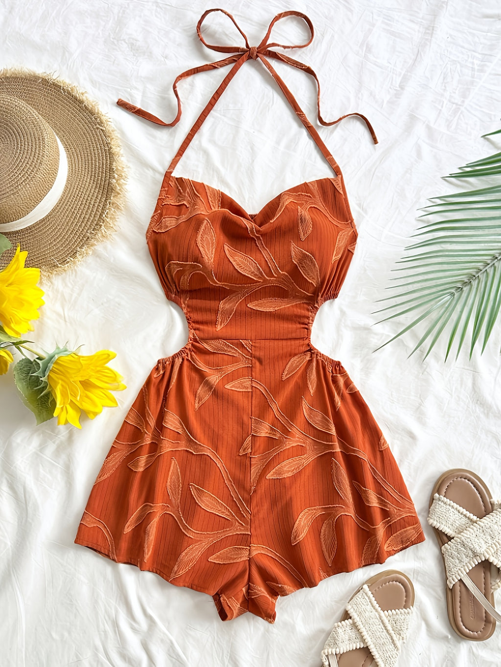 Ladies' Orange Casual Jumpsuit - Orange