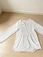 Women'S Long Sleeve Blouse Turtleneck V-Neck Top with Chest Stripe Holiday Travel Festive Wear Outerwear - White