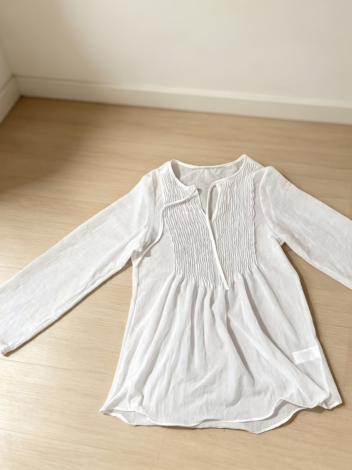 Women'S Long Sleeve Blouse Turtleneck V-Neck Top with Chest Stripe Holiday Travel Festive Wear Outerwear - White