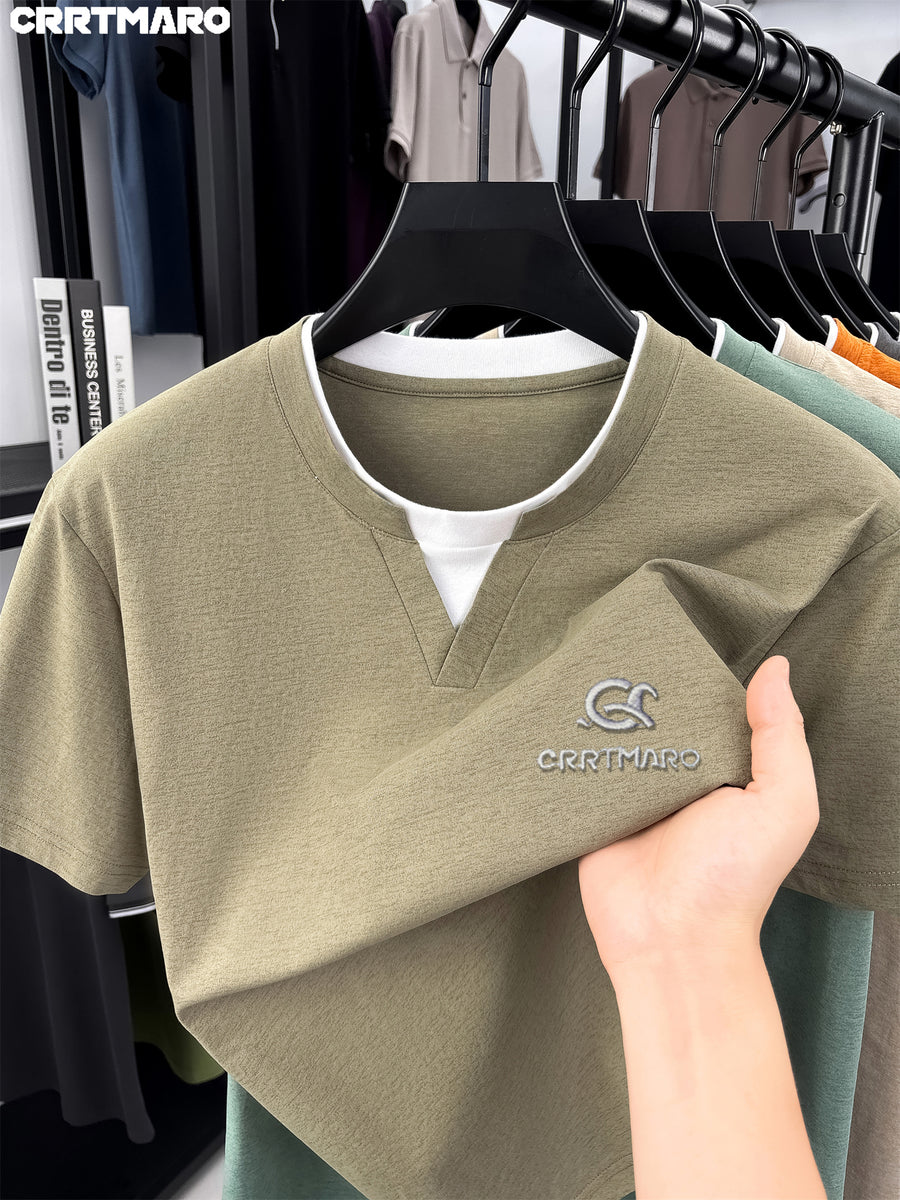 CRRTMARO Summer New Round Neck Quick-Dry Short Sleeve T-Shirt Men'S Youth Loose Casual Short Sleeve Top Men'S Clothing Huiwang - Khaki