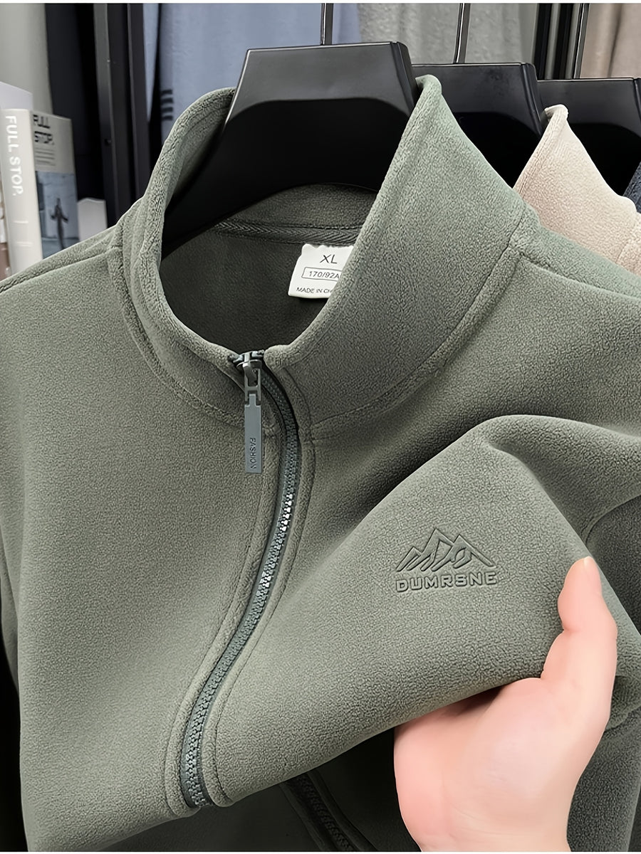 Winter New Men'S Long Zipper Fashion Versatile, Fleece Fabric Comfortable And Soft - Green