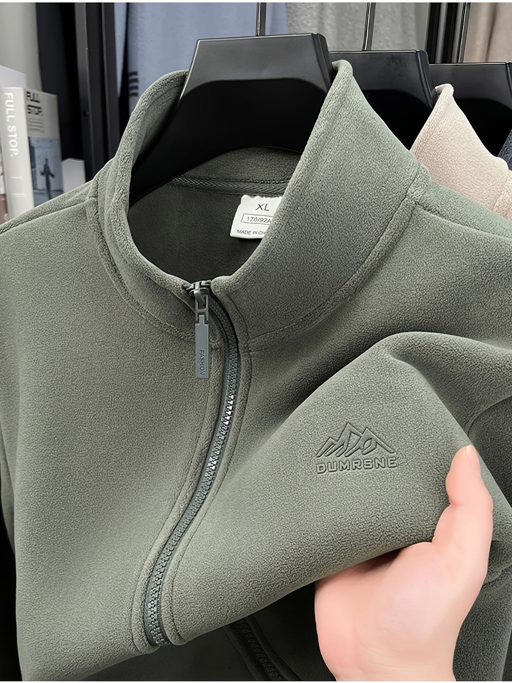 Winter New Men'S Long Zipper Fashion Versatile, Fleece Fabric Comfortable And Soft - Green