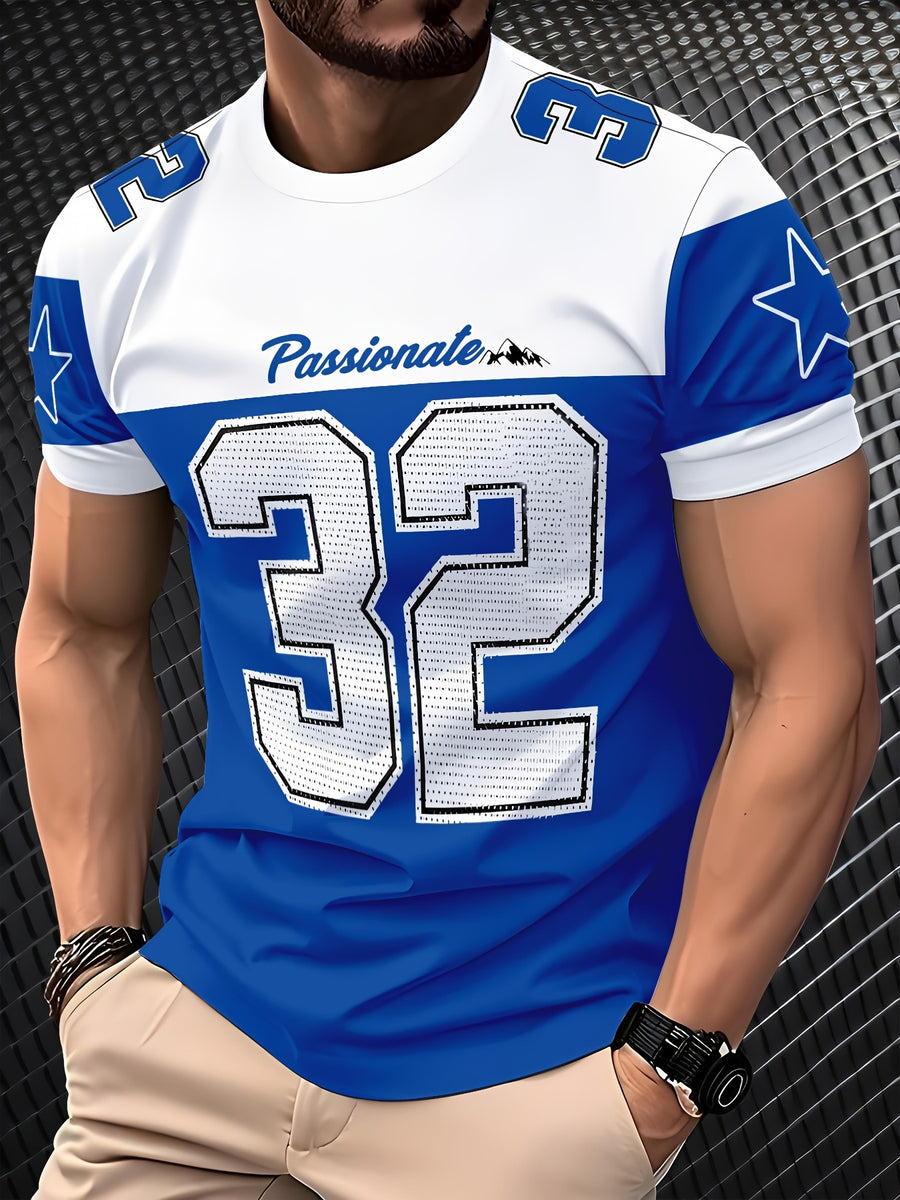 Digital Print - 1pc Multicolor Men'S Novelty T-Shirt - T-Shirt - Casual T-Shirt - Adult T-Shirt - Men'S Gift - Suitable for Sports - Blue