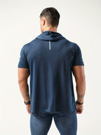 Men's Short-Sleeve Hoodie - Navy Color