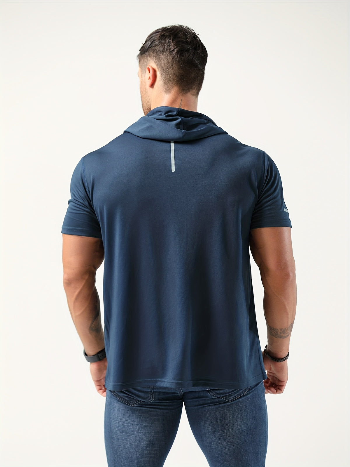 Men's Short-Sleeve Hoodie - Navy Color