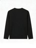 Women'S Fashion Casual Round Neck Long Sleeve T-Shirt, 100% with Lettered Stripe Pattern, Stylish Easy Comfortable Loose Fit - Black