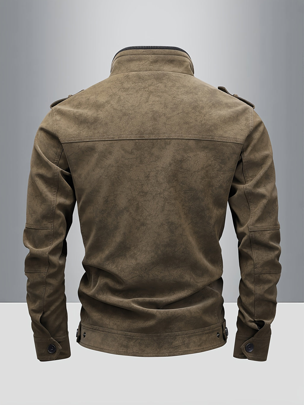 Retro Vintage PU Leather Jacket, Short Motorcycle Jacket Men's Stand up Collar Zipper Workwear PU Leather Jacket, American Casual Slim Fit PU Leather Jacket, Versatile Retro Cycling PU Leather Jacket for Autumn Winter, Motorcycle Suit Multi Pocket - Coffee Color