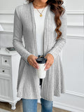 Plain Textured Loose Spring/Autumn Outerwear - Light Grey